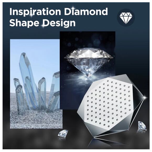 HOPOPRO 11" DIAMOND SHAPE SHOWER HEAD (POLISHED CHROME) - Picture 2 of 6